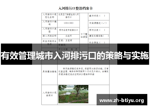 有效管理城市入河排污口的策略与实施 有效管理城市入河排污口的策略与实施